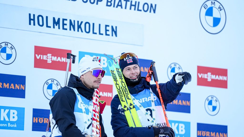 Biathlon Eric Perrot sprint Oslo Holmenkollen course neige printemps 2025 photo officielle Eurosport